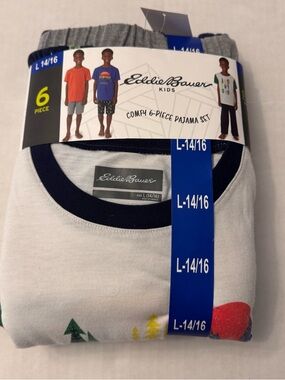 Boys Eddie Bauer Kids 6-Piece Youth Sleep Set Pajamas Size Large (14/16) NWT